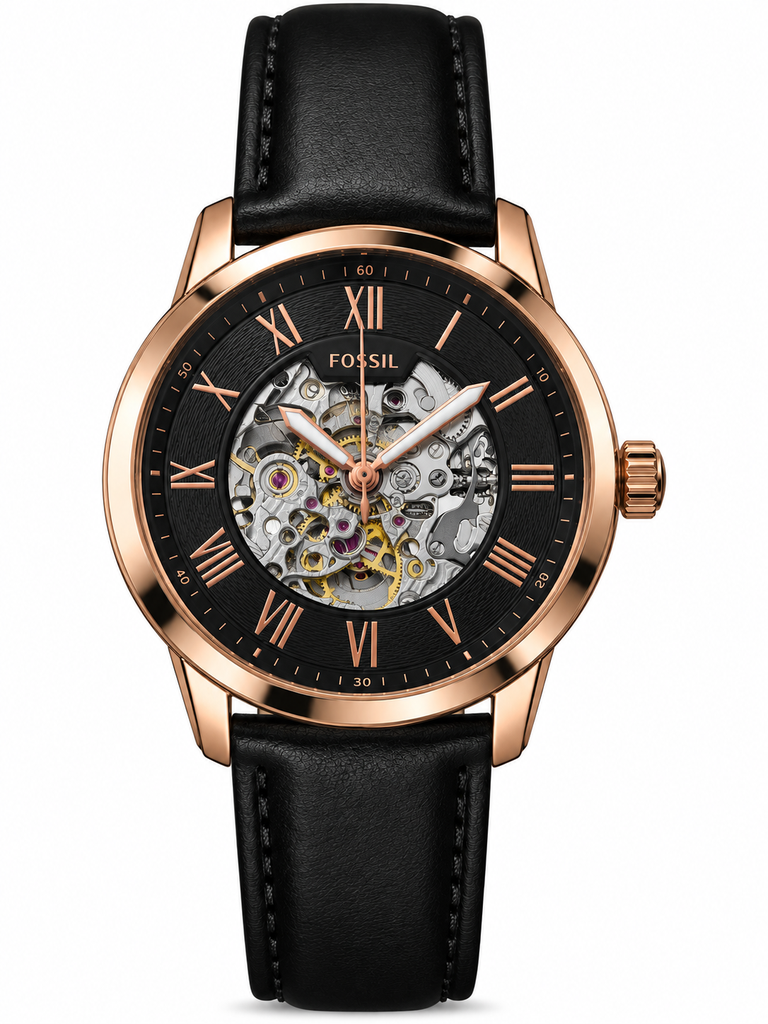 Fossil Grant Automatic Skeleton Dial Leather Belt Watch