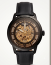 Fossil Townsman Automatic Silver Tone Black Leather Watch