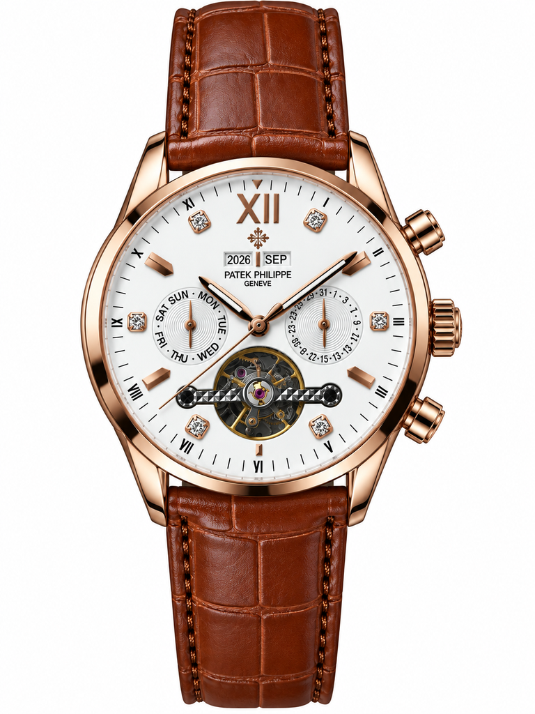 Patek Philippe Grand Calendar Open-Heart Perpetual Leather Belt 